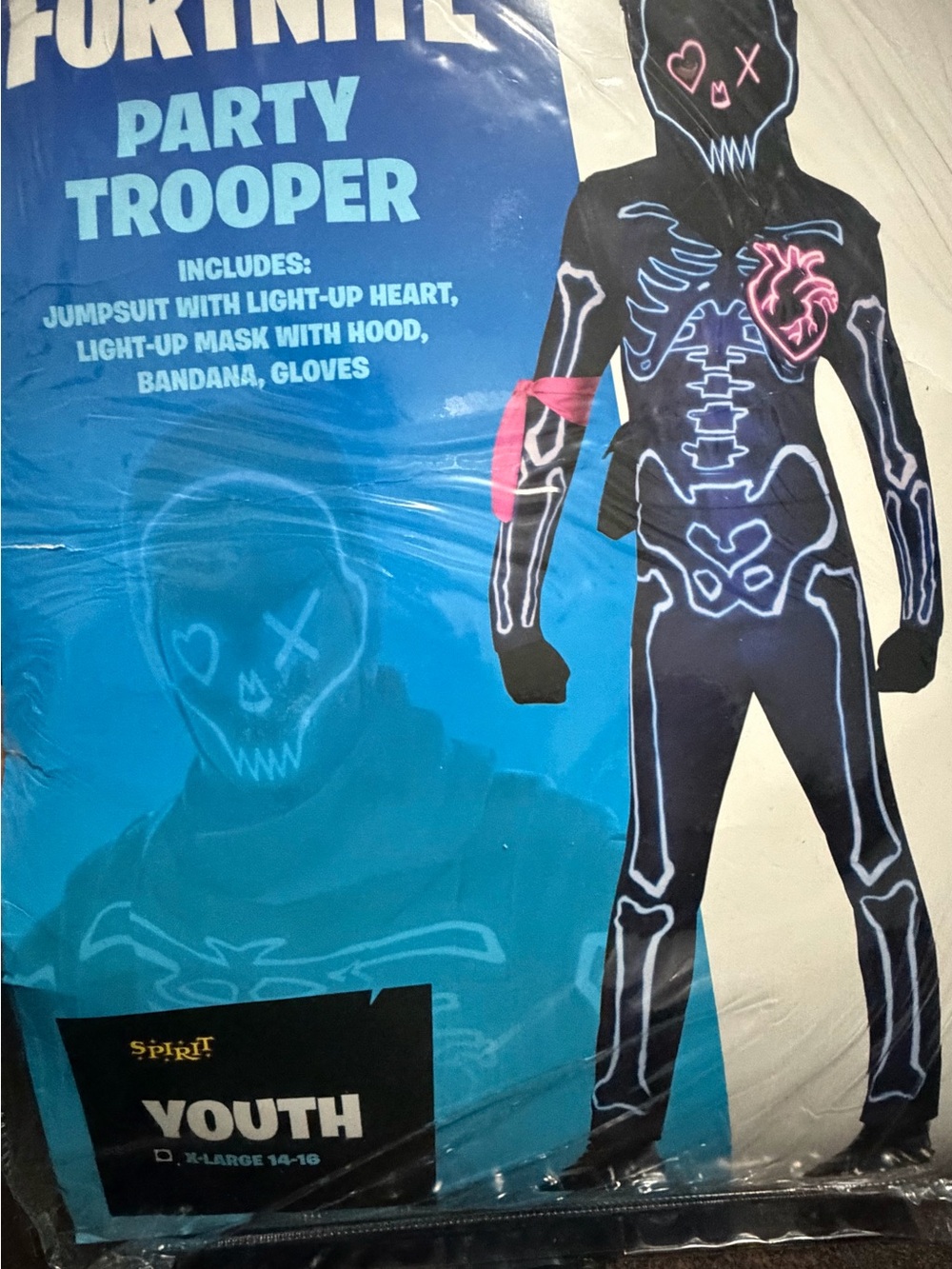 Party Trooper Youth Costume - Black with Glowing Pink Heart